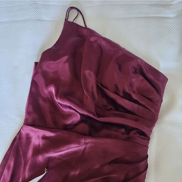 Galina braidsmaid one spaghetti strap side rushed buttons side slit from waist - Picture 7 of 15